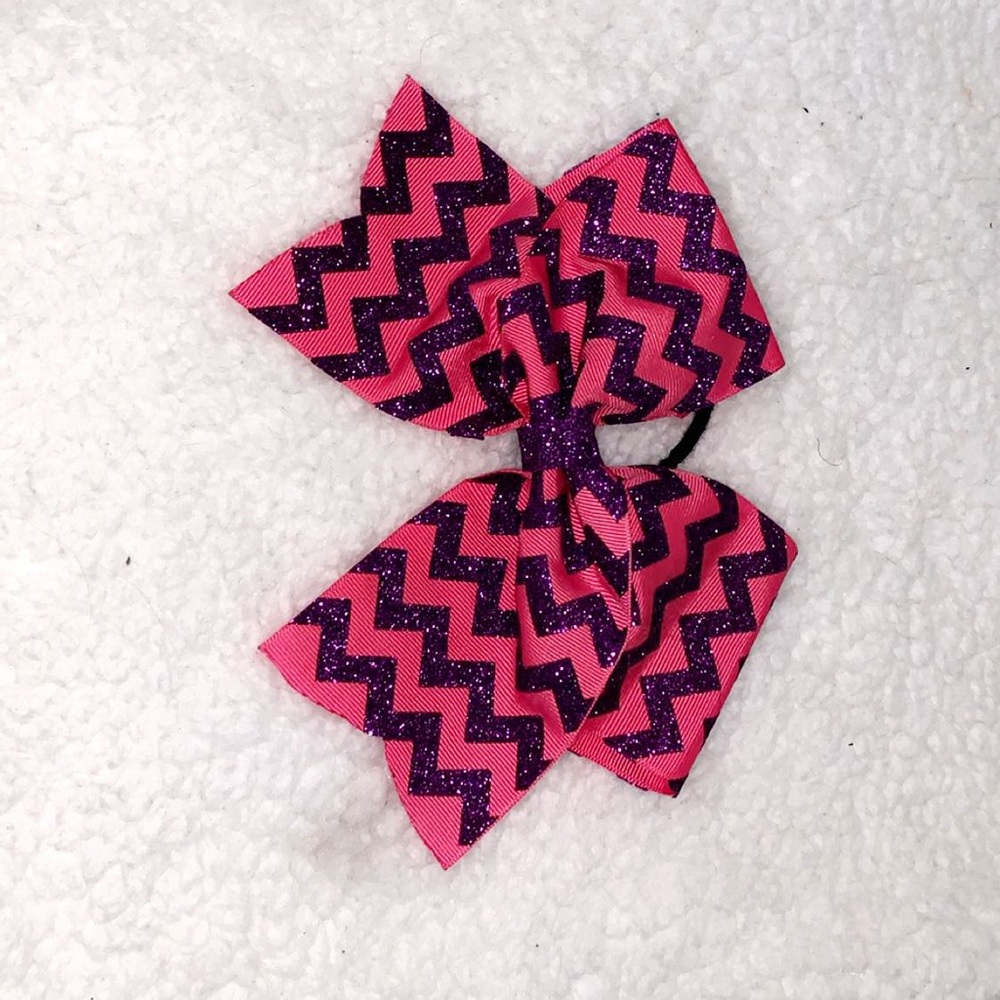 Pink and purple chevron bow